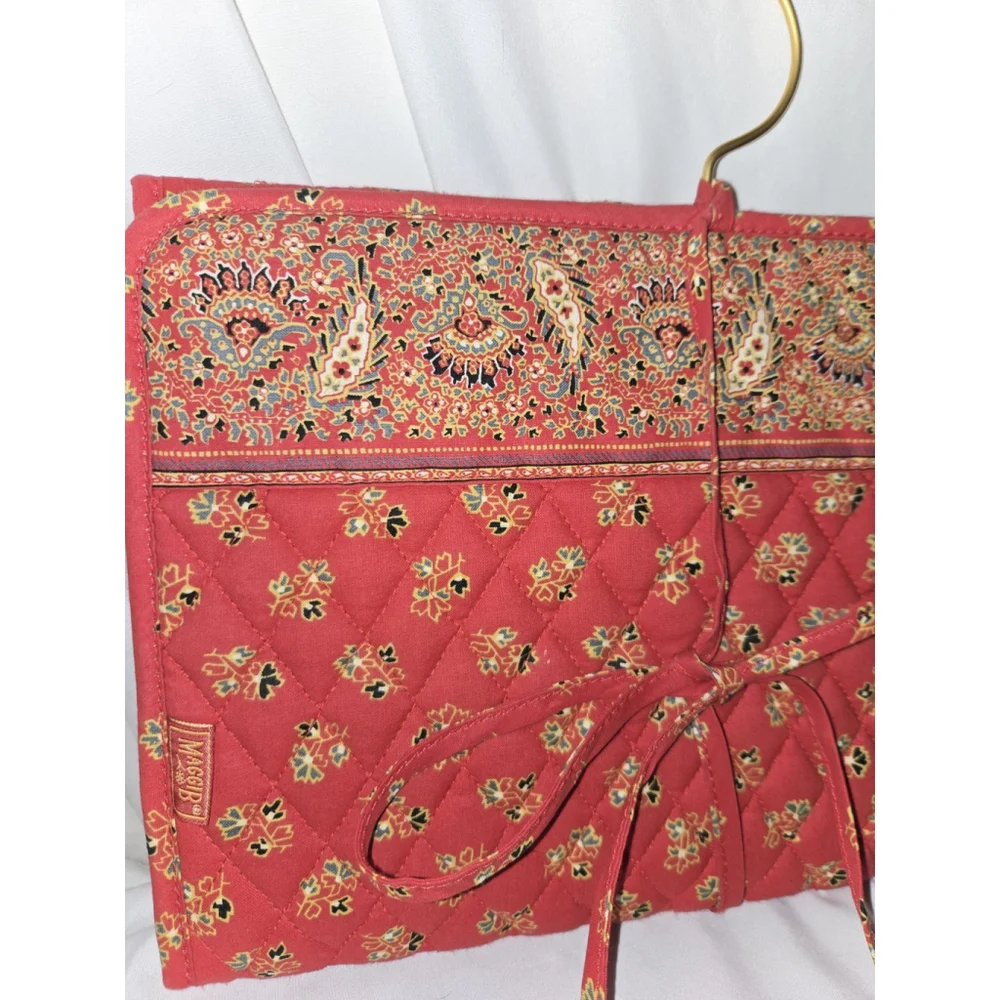 Vintage NWT MaggiB Hanging Travel Organizer Red Mosaic Quilted